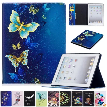 

For iPad Air2 Auto-Wake up/Sleep With Card Slot Case Shockproof Protective Shell Stand Artificial Leather Print Case Cover