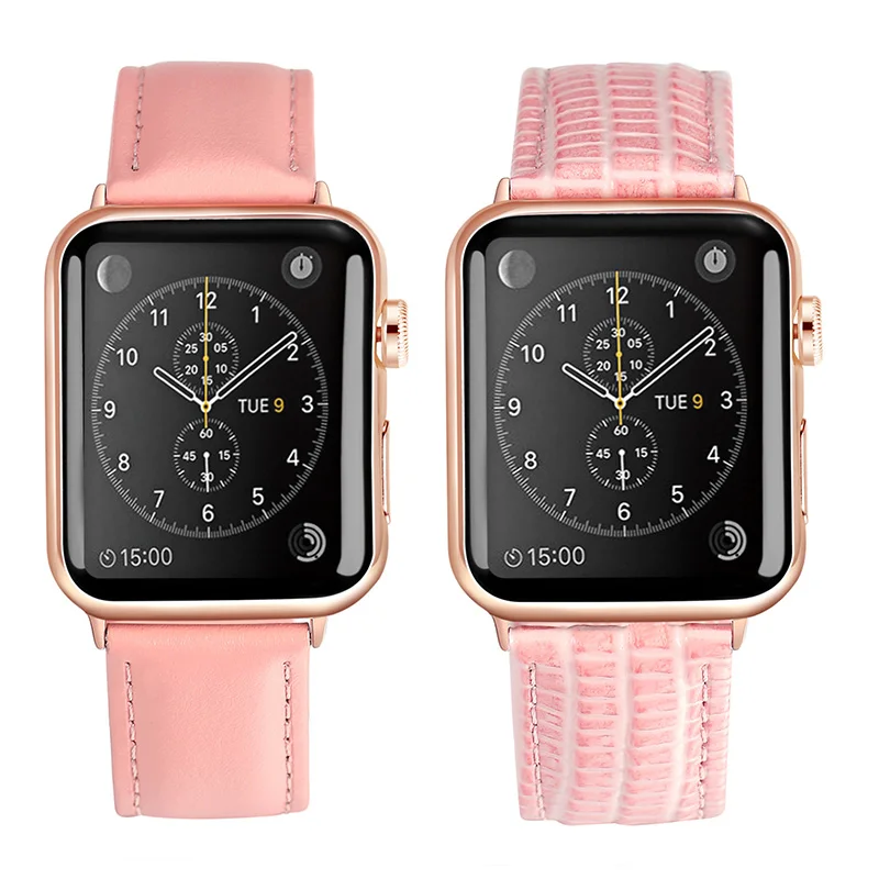 

Pink Leather Women Watch Strap for Apple Watch Band 4 Series 4/3/2/1 Women Girl Student Python Texture Watch Band for iwatch