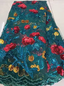 

Latest african lace high quality 2019 african french tulle lace fabric with 3 d flowers sequins embroidery for african wedding