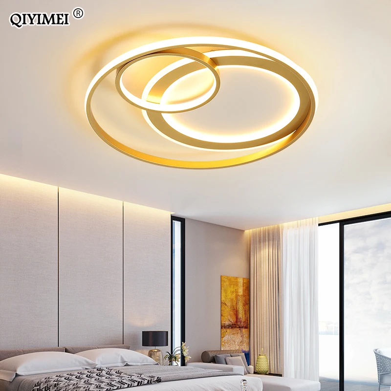  Gold LED Chandeliers For Living Bedroom Dining Kitchen Study Room Round Frame Lamps Dimmable With R - 4000262001714