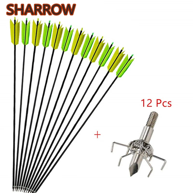 

12pcs Archery Carbon Arrow Carbon Flu-flu Arrows 30" Hunting Targeting Arrows Spine 400 4 Feathers Hunting Shooting Accessories