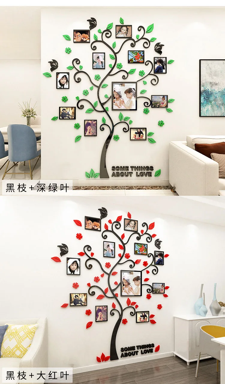 3d Family Photo Frame Tree Wall Sticker Diy Art Wall Decals Acrylic Poster Living Room Bedroom Home Decor Large Wallpaper Kids Wall Stickers Aliexpress
