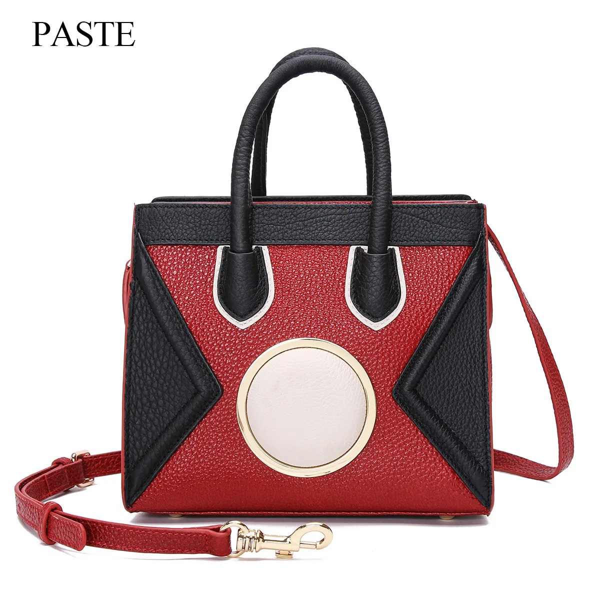 

New Style Origional WOMEN'S Leather Bags Full-grain Leather Hand Shoulder Wing Camera Bag Smiley Contrast Color Cool GIRL'S 0770