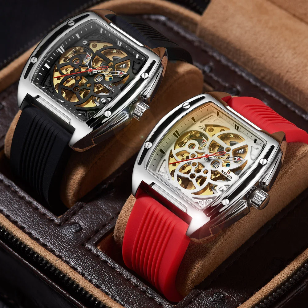 

Fashion Sports Mechanical Watches Men Top Brand Luxury Rubber Strap Automatic Wristwatch Waterproof Military reloj hombre 2021