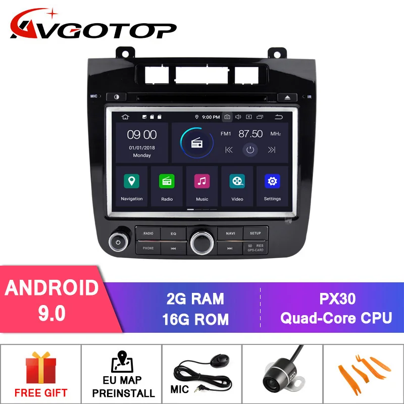 AVGOTOP Android 9,0 4 Гб+ 64 ГБ Автомобильный dvd-плеер для VW TOUAREG 2012- ips HD экран навигация - Цвет: 2GB 16GB RD5571