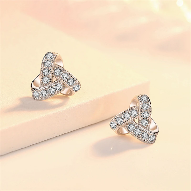 

Women's 925 Silver Earrings Stud Earrings Set Korean Fashion Simple Small Windmill Earrings Sterling Silver Celtic Knot Earrings