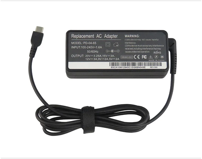 65 Вт адаптер переменного тока с разъемом usb type C(3 вилка шнуар питания) для P51s, P52s, E485, E580, E585, L480, L580, T470, T480, T570