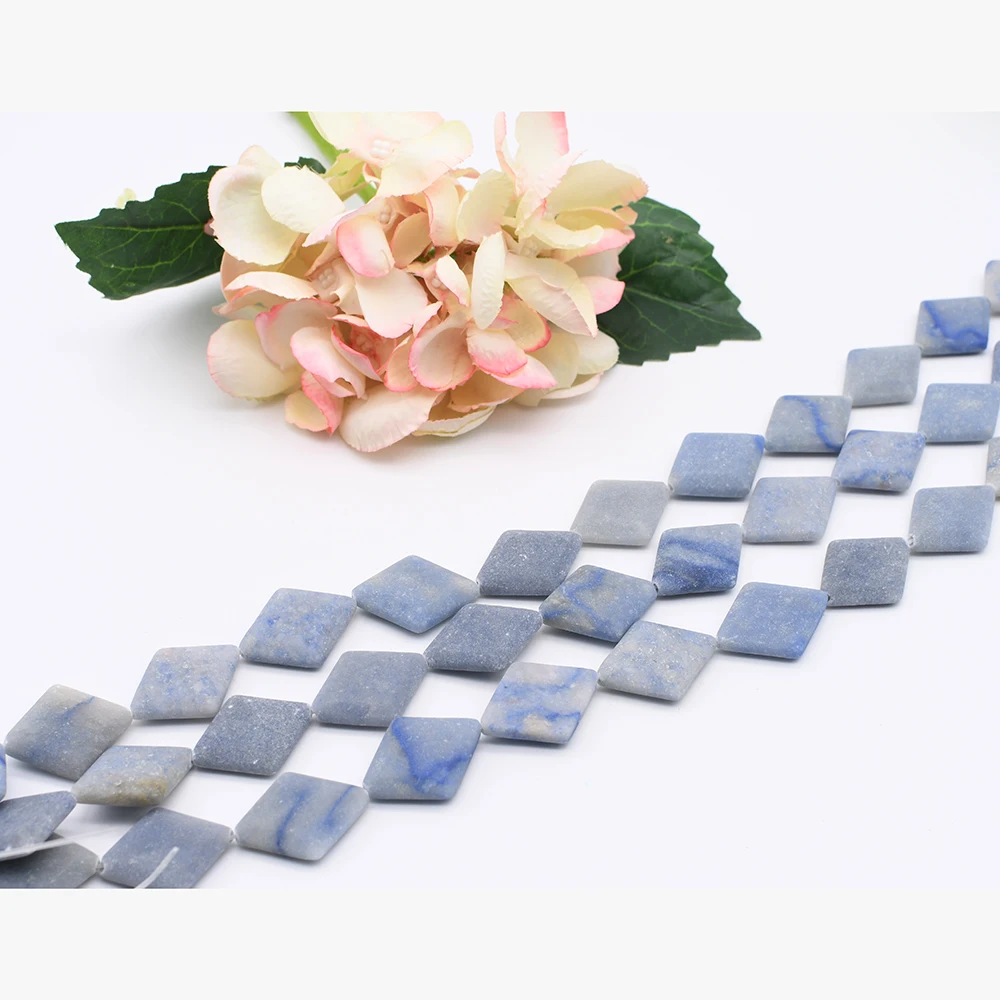 Natural  Blue Aventurine diamond shape- Loose Round Beads 20x30mm , Matt Surface