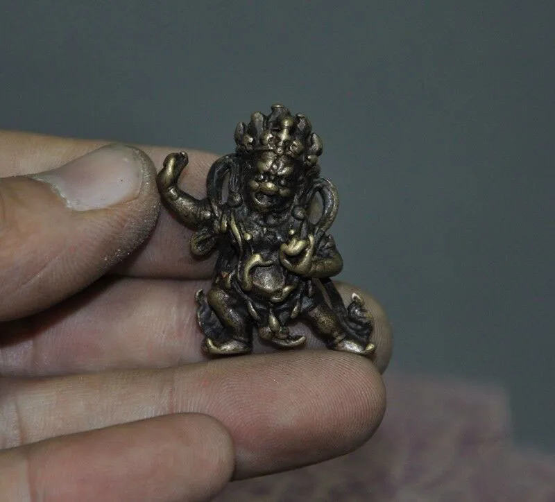 

wedding decoration Old Tibet Tantra Bronze Mahakala Deity Dharmapala Buddha amulet Pendant Statue