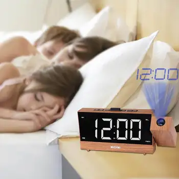 

LED Projection Alarm Clock Timing Date Clock Snooze FM Radio with 2 USB Port Multifunction Dual Alarm Clocks Volume Adjustable