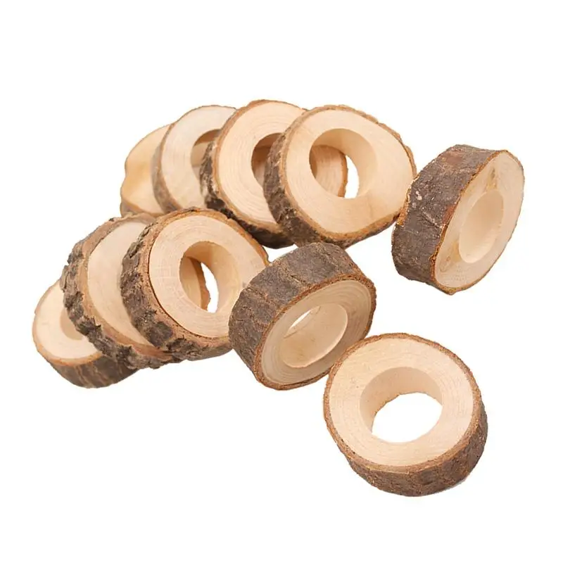 7 Pcs Napkin Rings Wooden Creative Decorative Party Supplies Serviette Holder For Wedding
