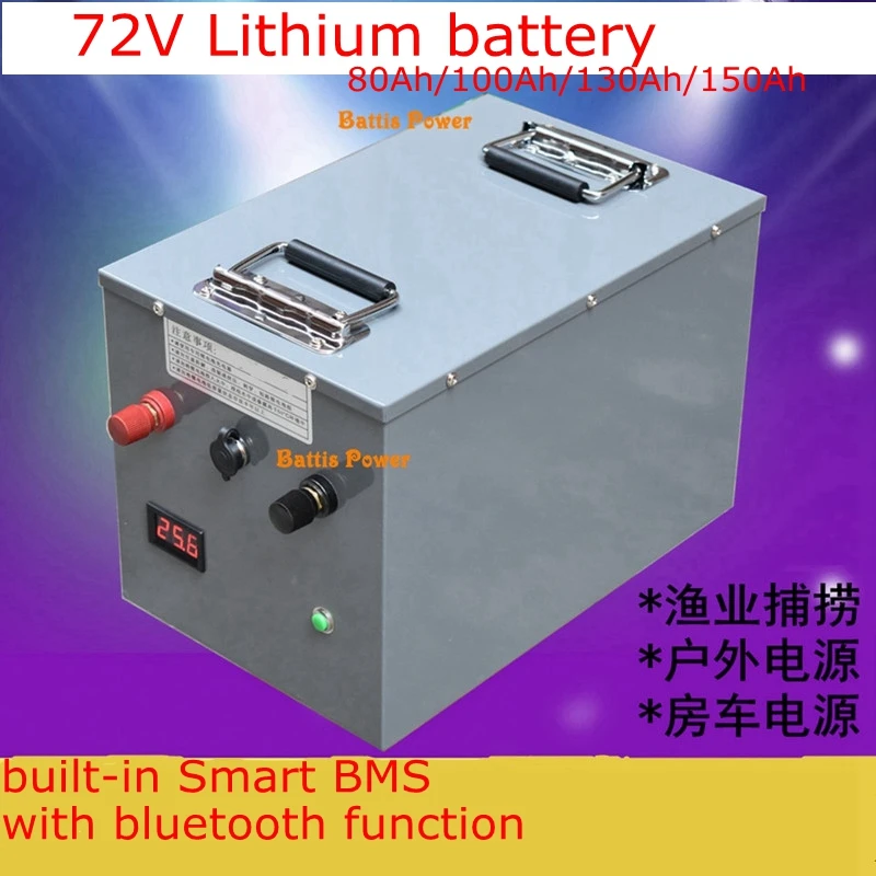 72V 80Ah 100Ah 130Ah 150Ah литий-ионный аккумулятор BMS с bluetooth для инвертор электронвольтный блок питания для питания жилого автофургона робот RV+ 10A Зарядное устройство