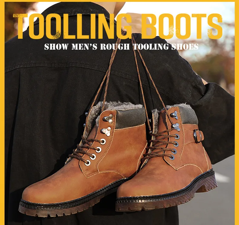 Martin boots men's British wind high help tooling desert boots tide shoes men's shoes winter men's warm and velvet snow shoes
