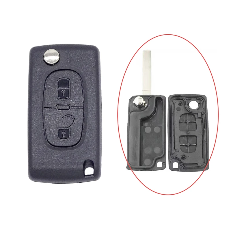 

2 button Car key Case fob For Peugeot 308 307 207 407 Fit CE0536 Remote Key shell Replaceable Folding Flip key Cover HU83 Blade