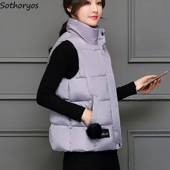 

Vests Women Harajuku Ulzzang All-match Short Style Solid Womens Waistcoats Sleeveless Korean Style Turn-down Collar Ladies Vest