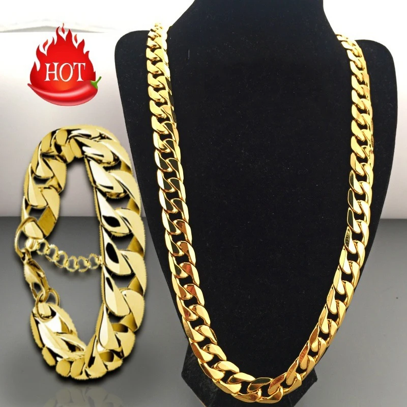 

FDLK Hip Hop Jewelry Men Filled Curb Link Chain Punk Statement Women Chain Long Necklace Rock Rapper Chain Charm Gift