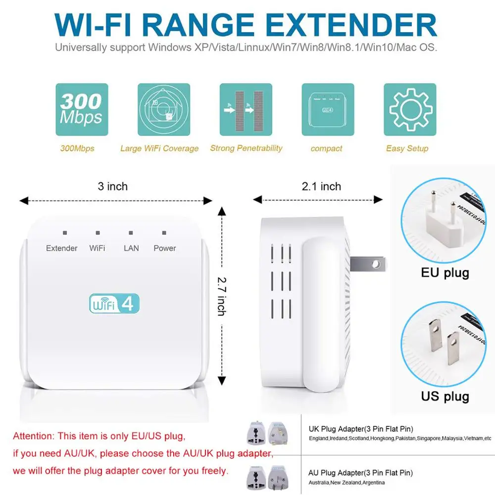 Wireless 300mbps Wifi Repeater Range Extender Ap Wi-fi Signal Range  Amplifier Expander High Compatible With Any Router - Routers - AliExpress