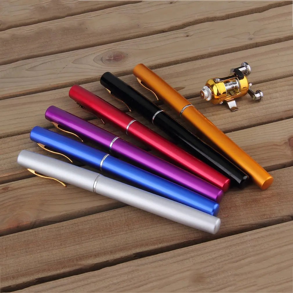 Pocket Telescopic Mini Rod Combo Fishing Pole Aluminum Alloy Pen Shape Fishing Rod Combo With Reel Wheel drop shipping