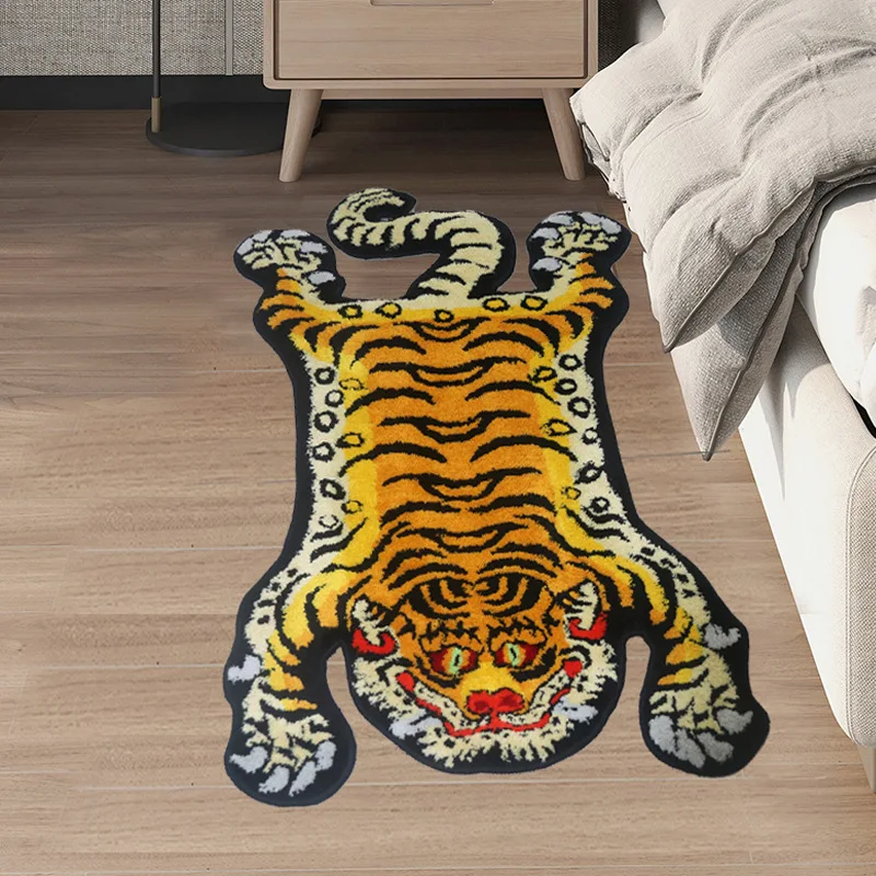3D Tiger Rug Soft Animal Shape Tufting Carpet Children Room