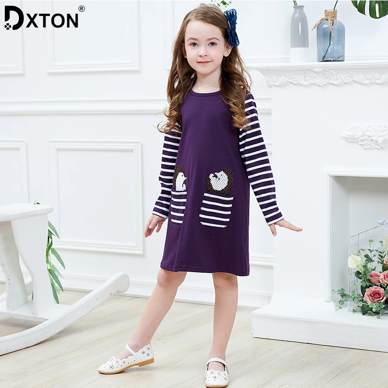 Dxton/ г. Платье для девочек платья принцессы с длинными рукавами для девочек детская одежда в полоску Vestdios детское платье для девочек с героями мультфильмов JM7667