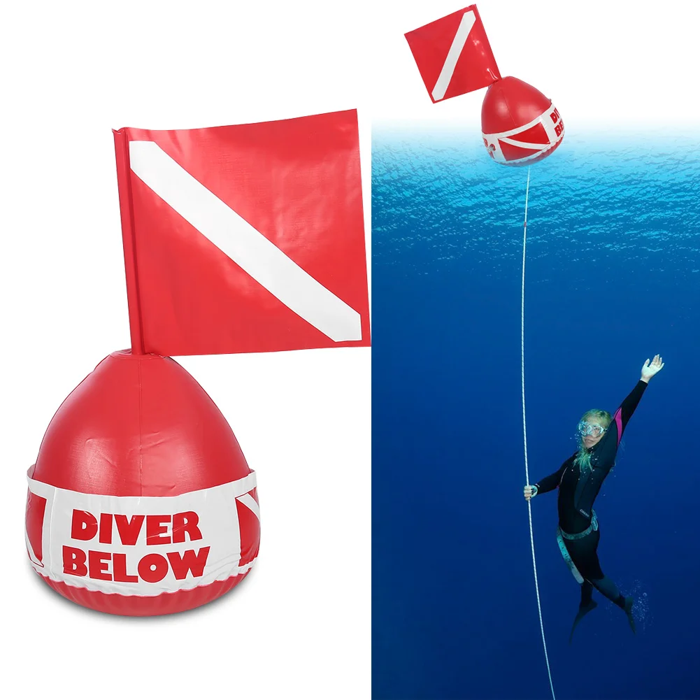 Safety Surface Marker PVC Inflatable Float with Dive Flag Diving Gear Buoy Signal for Water Sports | Спорт и развлечения