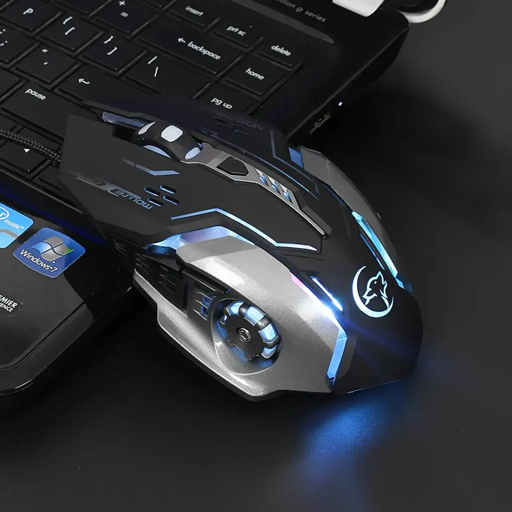 4 DPI Settings Laptops Desktops Computers Gaming Mouse USB Wired Mice with 6 Programmable Buttons Colorful LED Light Mice