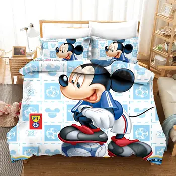 

DISNEY Mickey Mouse Bed Set Twin Size Quilt Duvet Covers for Kids Bedroom Decor Single Bedding Queen Boy's home 3D Blue Pattern