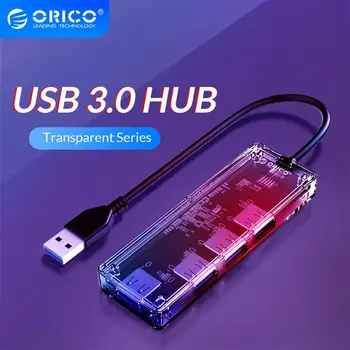 

ORICO Transparent USB HUB Multi High Speed USB 3.0 Splitter 4 Ports OTG Card Read Adapter For Desktop PC Laptop Accessories