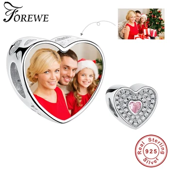 

Personalized Custom Photo Bead Charm 100% 925 Sterling Silver Crystal Beads Fit Pandora Original Charms Bracelet Women Jewelry