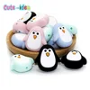 Cute-Idea 5PCs Mini Penguin Baby Animal Silicone Beads Teething Product Food Grade Pacifier Chain Rodent Toys Accessories gifts 1