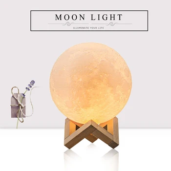 

3D Print Moon Lamp 2/16 Colors Change Moon Light Rechargeable Touch USB Led Night Light For Indoor Home Decoration Creative Gift