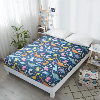 

Simple Style Printed Fitted Sheet for Single Double Bed Mattress Cover Anti-wrinkle Anti-dirty Bed Cover Full Size Bed Sheet