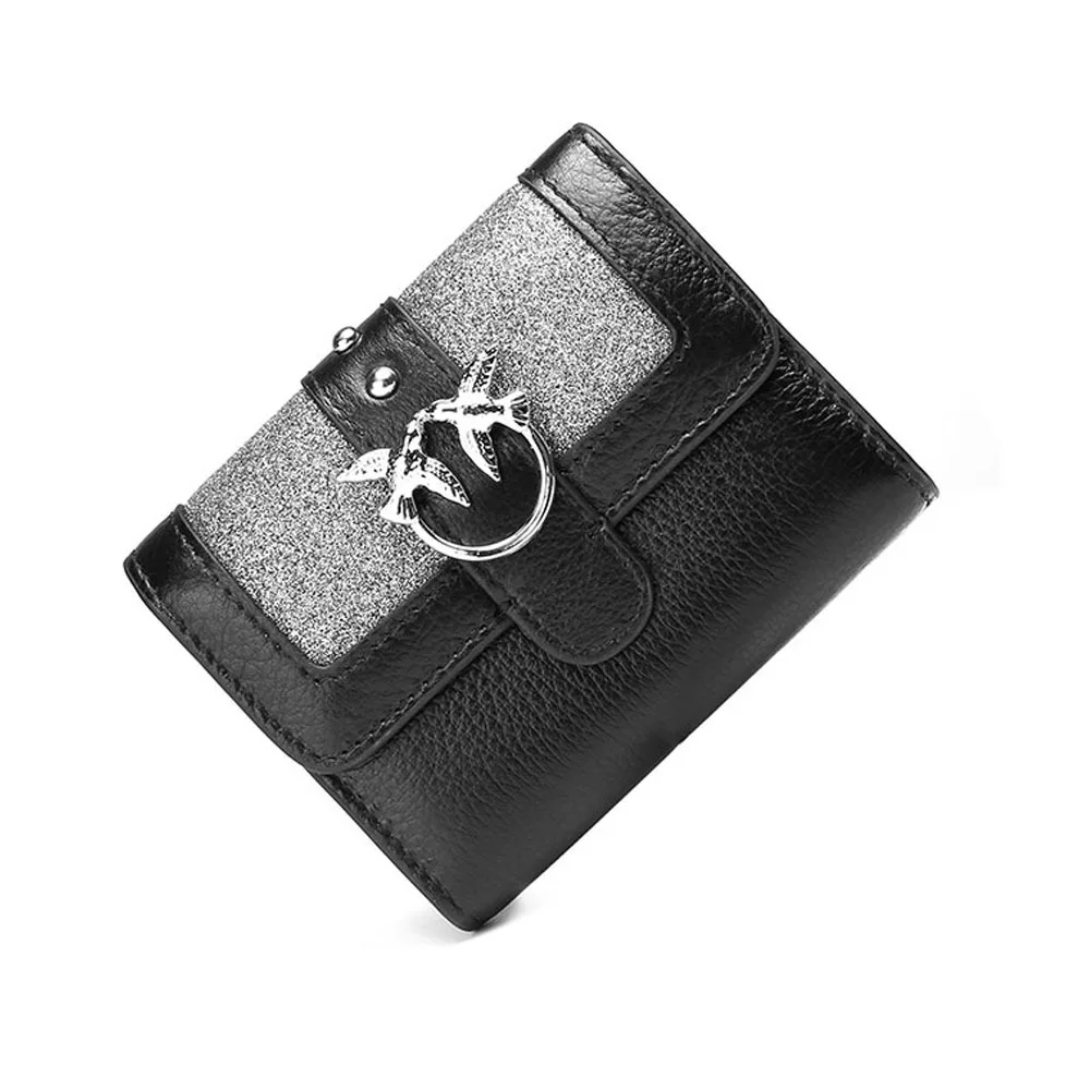 

2019 New Style Sequin Organ Swallow Wallet Multi-functional Women's-Style Contrast Color Rivet Cowhide Purse