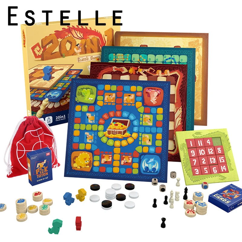 

20 In 1 Dragon And Treasure Classic Game Chess Wooden Montessori Children Board Games Parent-child Interactive Toys Gifts