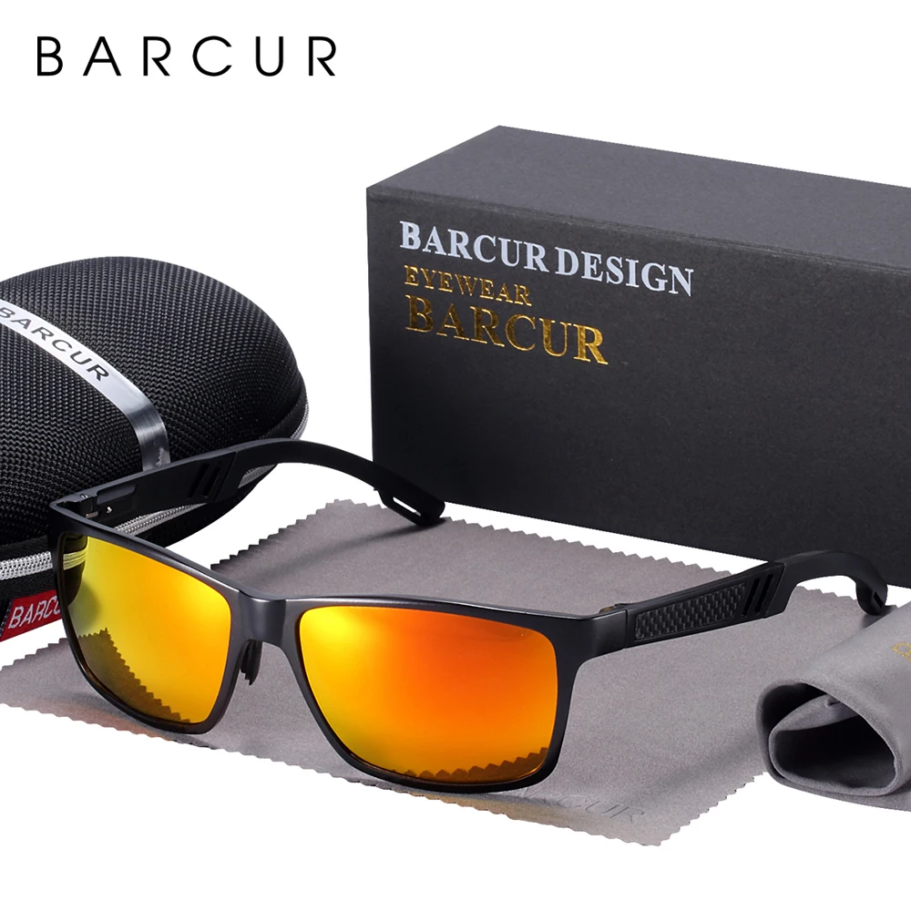 Мужские солнцезащитные очки BARCUR дизайнерские поляризационные антибликовые из