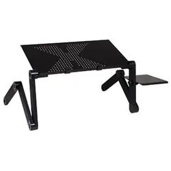 Mesa ergonômica ajustável para laptop de alumínio, suporte para mesa para PC, apoio para notebook com mouse pad, painel e cavalete para cama, TV portátil, escrivaninha dobrável