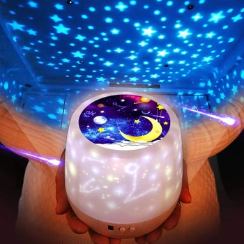 

Colorful Starry Sky Projector Night Light Rotation Starry Moon Night Lamp USB Charging Bedroom Night Light Kid Birthday Gift