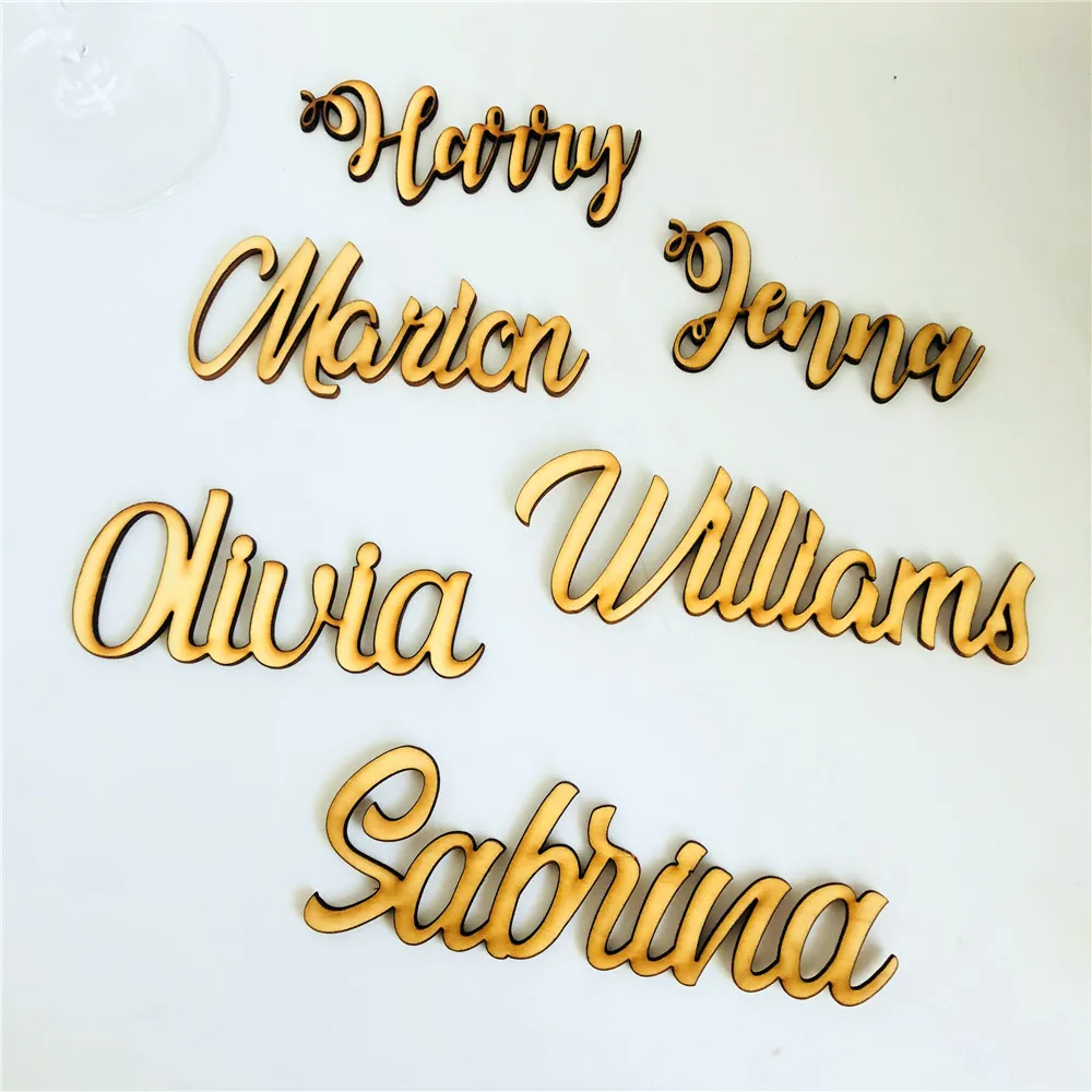  Laser Cut Personalized Place Name Wooden Customized Guest Name Wedding Table Decoration Party Sign 