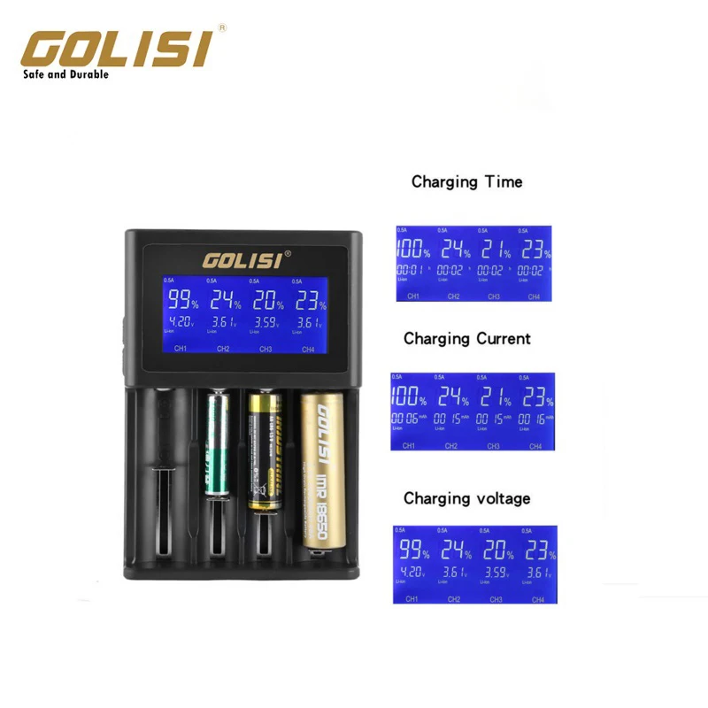 Оригинальное интеллектуальное зарядное устройство Golisi S4 с ЖК дисплеем быстрая