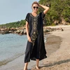 New Cotton Beach Dress saida de praia robe de plage Embroidery Beach Cover Up Sarong Beach Pareo Tunic for Beach Swimwear ► Photo 3/6
