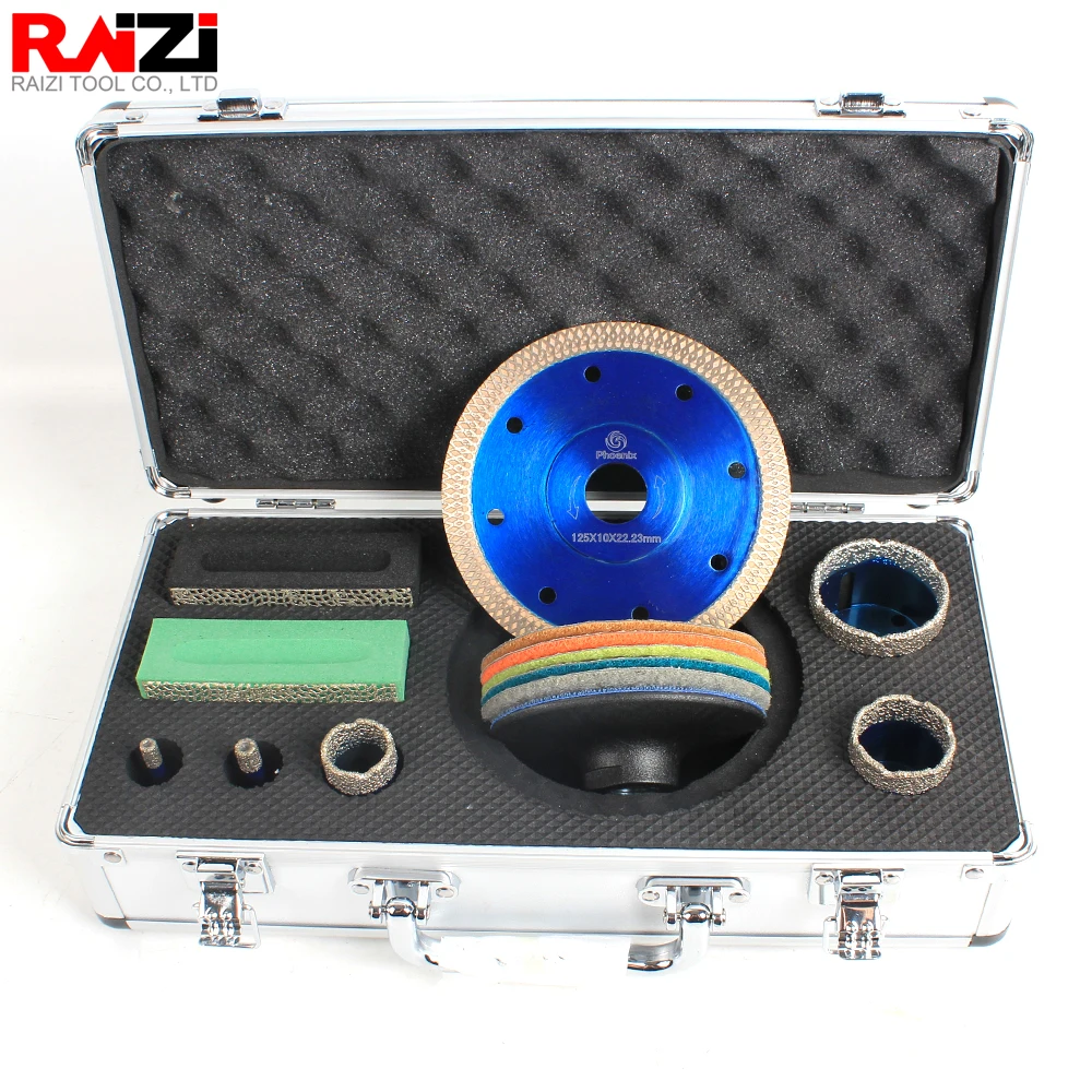 

Набор алмазных сверл Raizi для плитки, керамики, гранита, мрамора с алюминиевой бриллиантовой пилой M14, резак для отверстий, инструменты для бурения камня