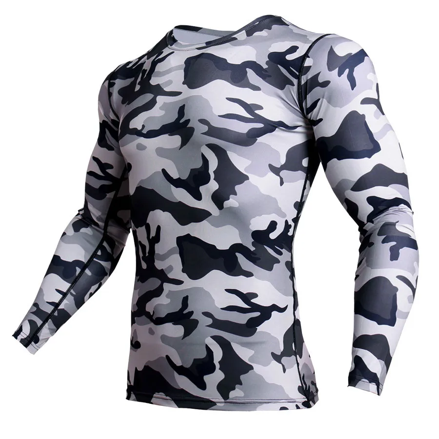 

New MMA Rashgard Compression Shirt Men Long Sleeve Fitness Running Sports T Shirt Gym Crossfit Soccer Jersey Camo Tshirt Men