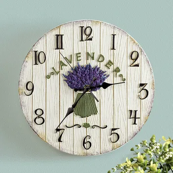 

10 Inch European Pastoral Wall Clock Living Room Fashion Creative Light Luxury Lavender Rose Silent Table Clock Home Decoration