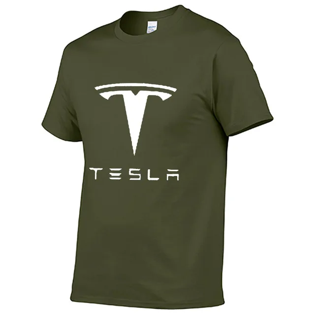 Мужская футболка с коротким рукавом и логотипом машины Tesla, летняя повседневная мужская однотонная хлопковая футболка, модная одежда в стиле хип-хоп Харадзюку - Цвет: as picture