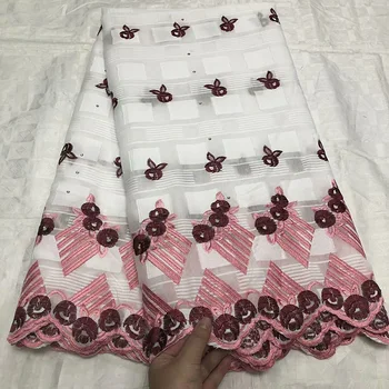 

Women Dress Fabric in white Swiss Voile Lace Fabric double-colors pattern with stones new arrival wholesale Cotton fabric
