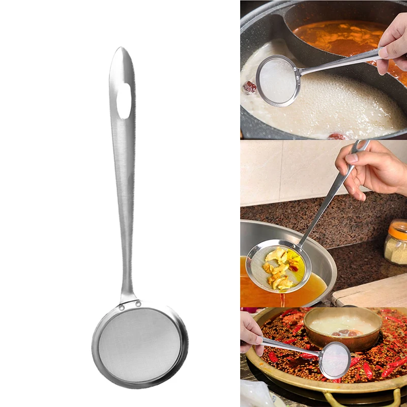 Stainless Steel Fine Mesh Super hot pot Soup Oil Skimmer Strainer Spoon HS3 
