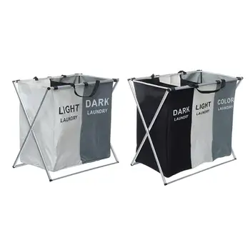 

2/3 Grid Foldable Dirty Laundry Basket Organizer Printed Collapsible Three Grid Home Laundry Hamper Sorter Laundry Basket Large