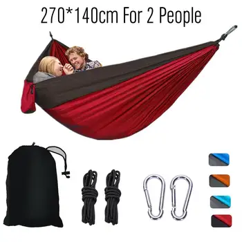 

270X140cm Portable Camping Parachute Hammock Survival Garden Outdoor Furniture Leisure Sleeping Travel Double Hanging Bed