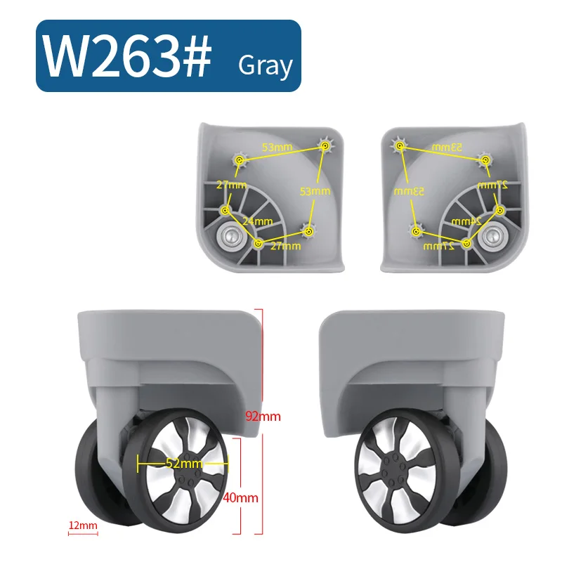 Чемодан Замена колеса ремонт фитинг чемодан тяга коробка оборудование Замена аксессуары 360 Универсальные ролики - Цвет: W263(2 Wheels)Gray