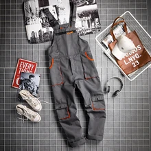 Модные корейские прямые супендеры цельные мужские оверколы Harajuka свободного размера плюс S-4XL повседневные длинные штаны уличная одежда